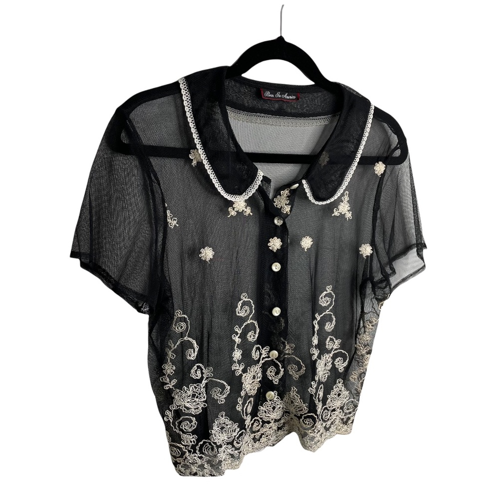 Vintage black lace blouse